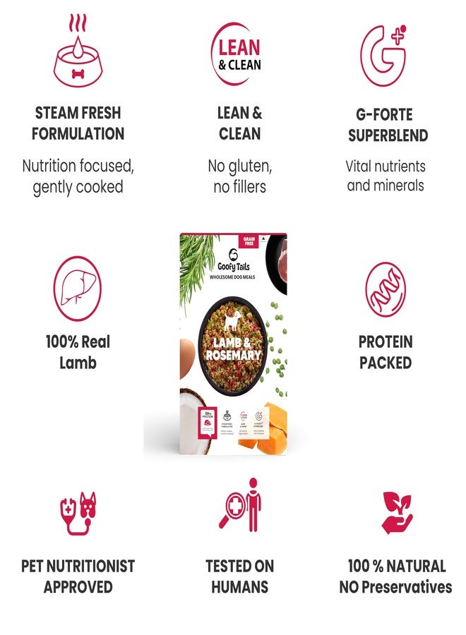 Goofy Tails Lamb & Rosemary Wet Dog Food 3kg (100g X 30 Pack) Wholesome, Human Grade, Preservative Free, Grain & Gluten Free, Taste Booster & Food Topper - Image 3